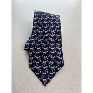 Giesso 1884 Navy Blue with Horse Pattern 100% Silk Designer Tie